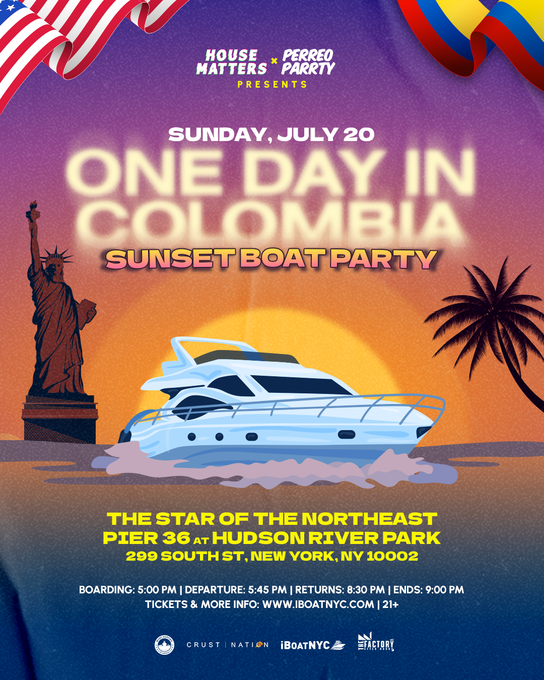 Colombian Independence Day Sunset Boat Party Yacht Cruise