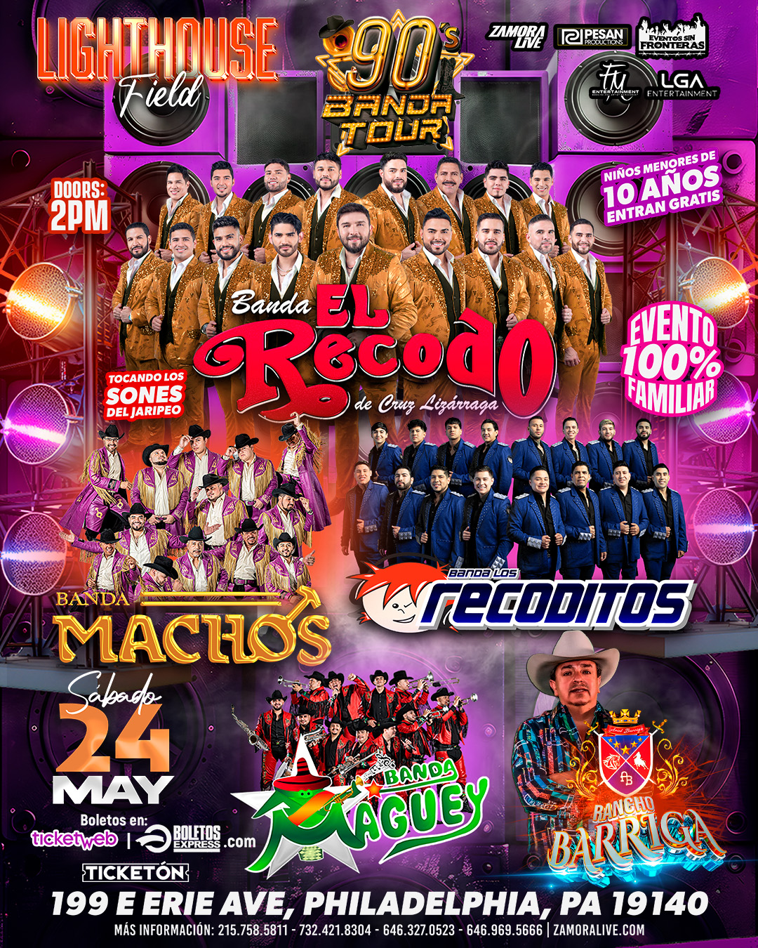 Buy tickets for BANDA EL RECODO • BANDA LOS RECODITOS • BANDA MACHOS • BANDA MAGUEY • RANCHO BARRIGA EN LIGHTHOUSE FIELD BANDA EL RECODO • BANDA LOS RECODITOS • BANDA MACHOS • BANDA MAGUEY • RANCHO BARRIGA EN LIGHTHOUSE FIELD