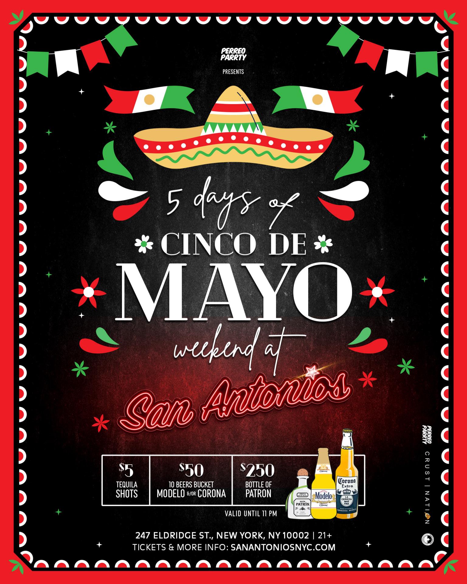 CINCO DE MAYO @ Lower East Side  - Latin & Reggaeton Party at San Antonios