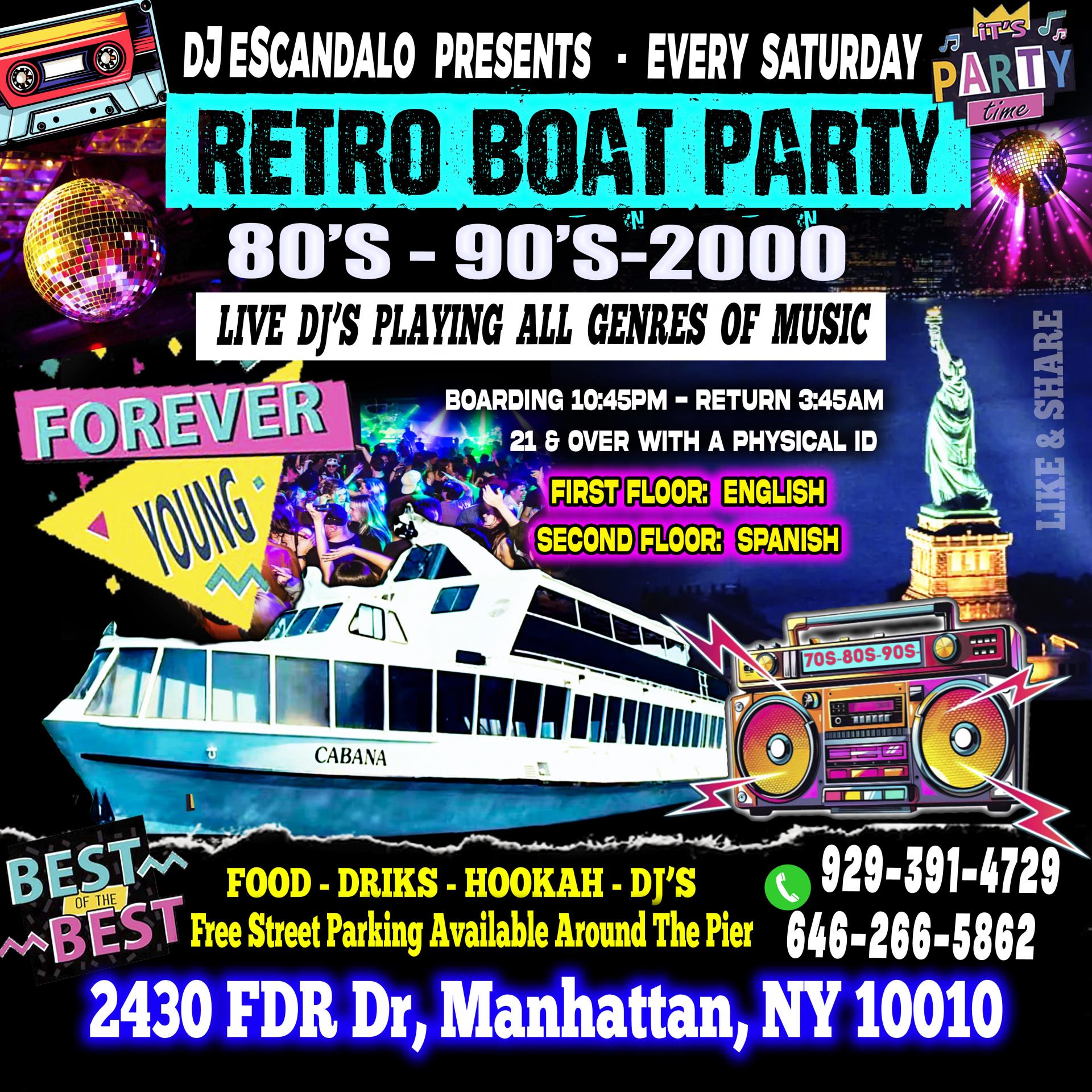 Buy tickets for Retro Boat Party - May 24 Retro Boat Party - May 24