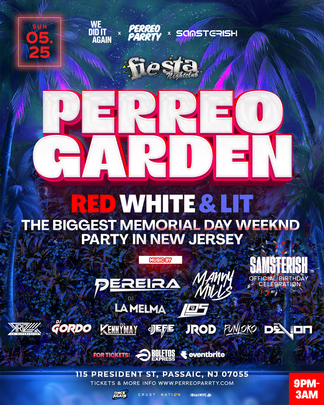PERREO GARDEN: Red White & Lit - Reggaeton Dance Party - Fiesta NJ