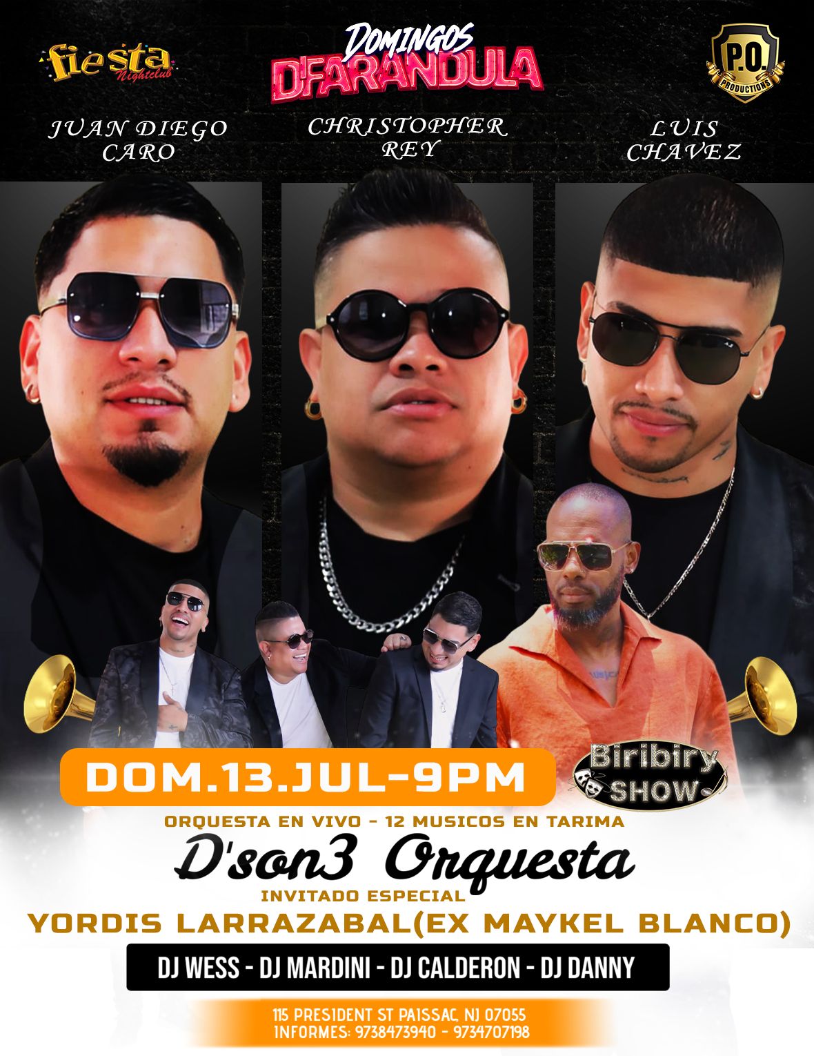 JUAN DIEGO CARO, CHRISTOPHER REY, LUIS CHAVEZ, D'SON ORQUESTA, YORDIS LARRAZABAL